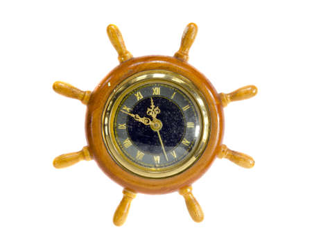 vintage and grunge clock isolated on whiteの写真素材