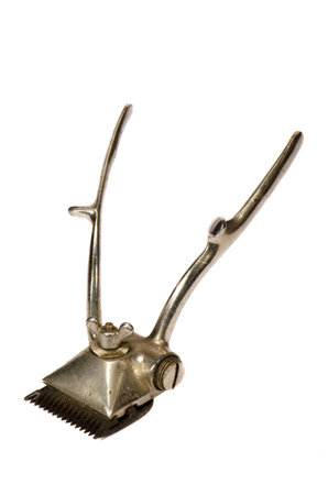 isolated on white vintage  mechanical hair cutting machine の写真素材