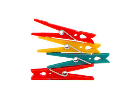 isolated on white clothes pegs groupの写真素材