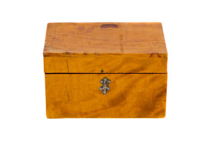 isolated on white vintage wooden boxの写真素材