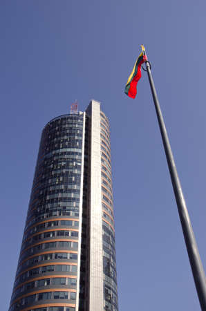 new Vilnius architecture and Lithuanian national flagのeditorial素材