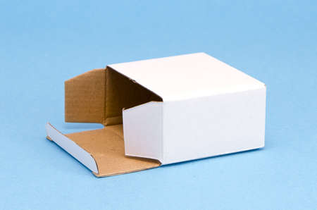 white paper  box on azure backgroundの写真素材