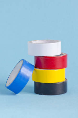 colorful Adhesive tape isolated on white backgrounの写真素材