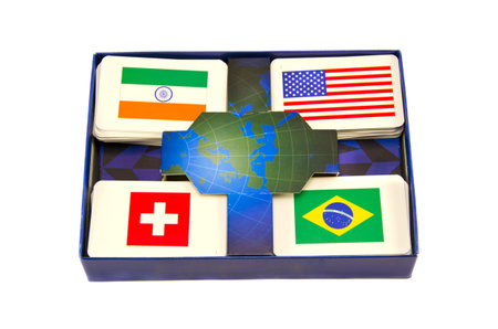 various world country flags cards box isolated on white
