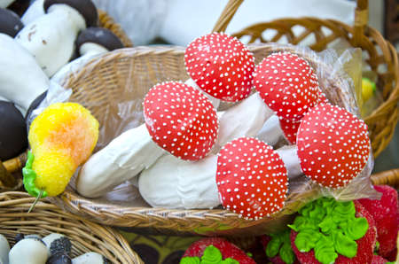 sweet handmade mushrooms forms cookie in agriculture fairの写真素材