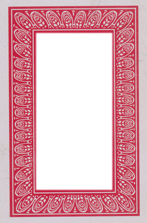 old playing card ornamental cover frame with isolated in white hole