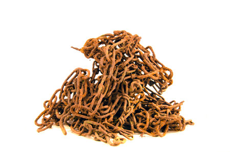 rusty metal chain isolated on white background.