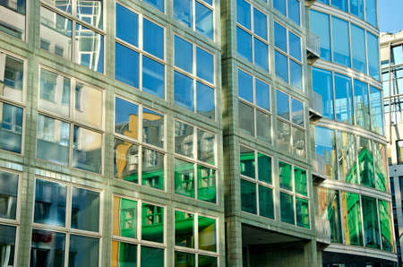 moder house windows glass with reflectionsの写真素材