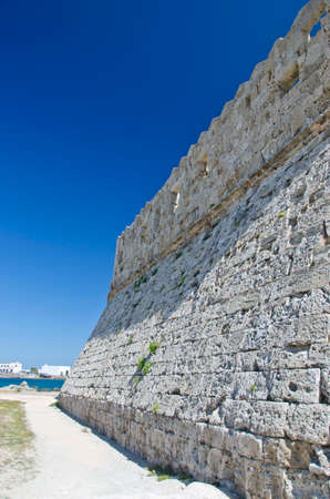 Medieval wall of port fortress in Rhodes, Greeceのeditorial素材
