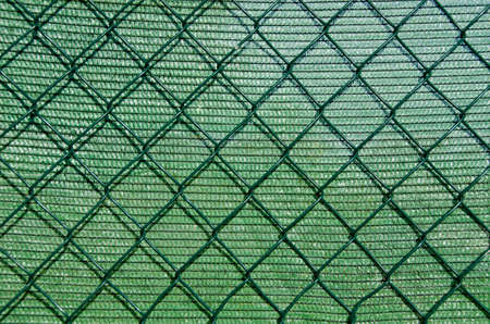 Green street fence with metal net mesh  abstract backgroundの写真素材