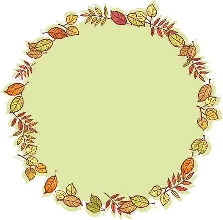 round frame with autumn leavesのイラスト素材