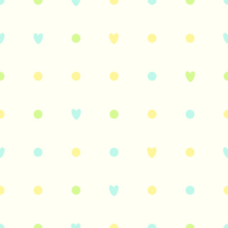 simple seamless pattern polka dots with heartsのイラスト素材