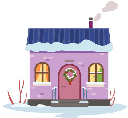 Cartoon winter house in Christmas from the street
のイラスト素材