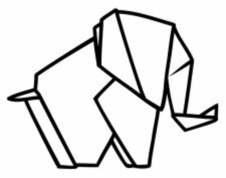 vector geometric simple contour origami elephantのイラスト素材