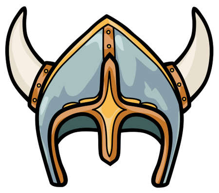 vector ceremonial viking helmet with horns in colorsのイラスト素材