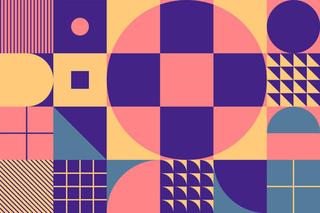 Abstract modernism graphic design illustration composition of vector geometric vibrant shapes,...