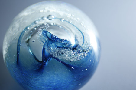 A blue glass ornament.