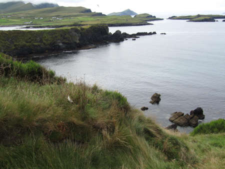 The landscape of the coastline of the Ring of Kerry in Ireland.の写真素材