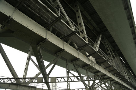 The under part of the Auckland harbor bridge.の写真素材