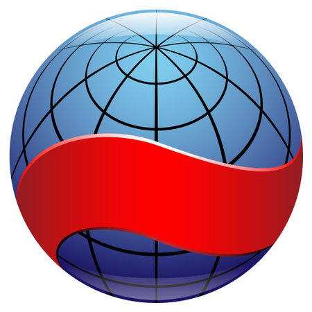 globe sign with ribbonのイラスト素材