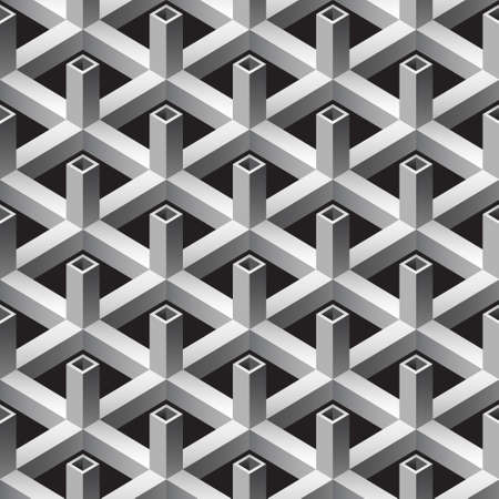 3d square pipes seamless patternのイラスト素材
