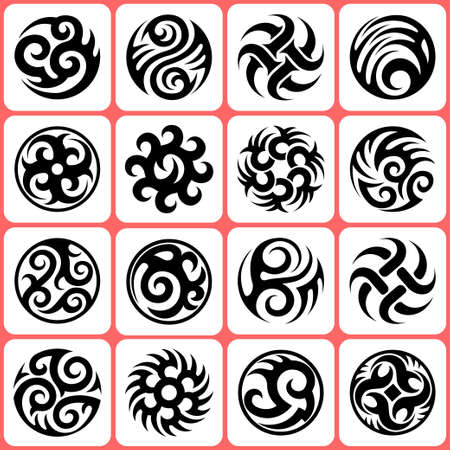 round tattoos setのイラスト素材