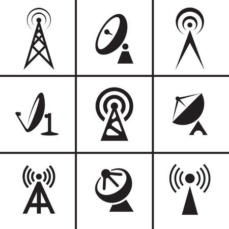 Antenna and satellite dish icons set vector illustrationのイラスト素材