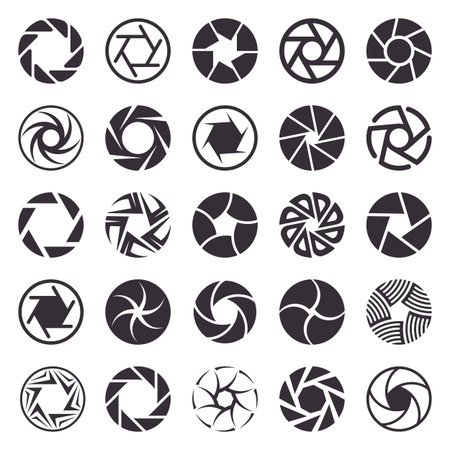 Set of photographic camera shutter icons vector illustrationのイラスト素材