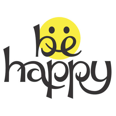 Be happy lettering abstract concept  illustrationのイラスト素材