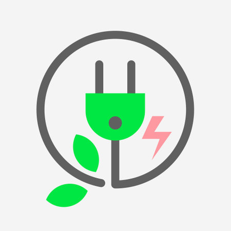 Electric plug and green leaves iconのイラスト素材