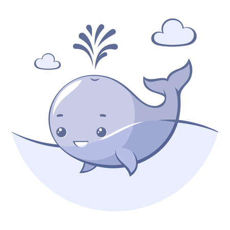 Blue whale floating in the ocean. Sealife mammalのイラスト素材