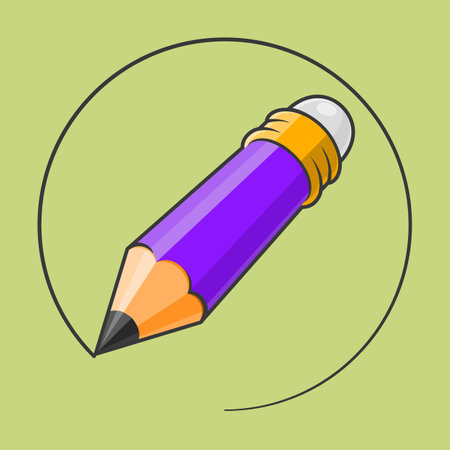 Pencil with an eraser drawing a circle shapeのイラスト素材