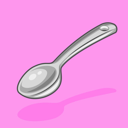 Gray metal teaspoon isolated on pink backgroundのイラスト素材