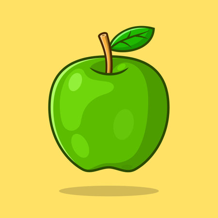 Green apple isolated on yellow backgroundのイラスト素材