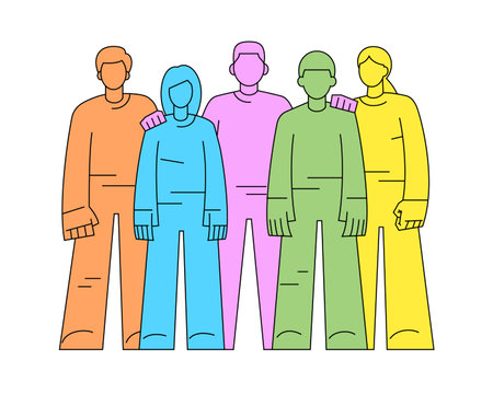 A group of diverce young people of different gender, race, and political views standing togetherのイラスト素材