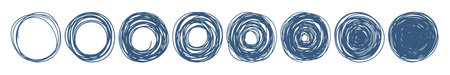 Circular scribble doodles with various line densityのイラスト素材