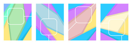 Set of abstract geometric vertical postersのイラスト素材