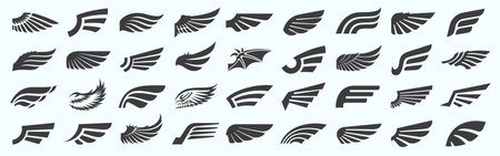 Wing signs heraldry design elements set.のイラスト素材