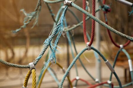 Colorful abstract rope on the blurry background outdoorsの写真素材