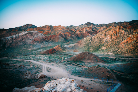 Morning light int he Kazakhstan Sharyn Canyonsの写真素材