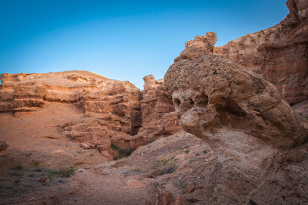 Morning light int he Kazakhstan Sharyn Canyonsの写真素材