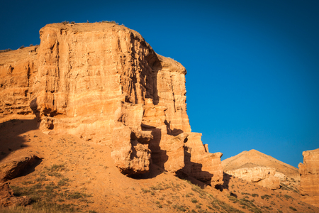 Morning light int he Kazakhstan Sharyn Canyonsの写真素材