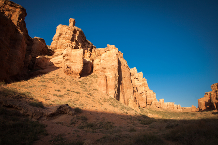 Morning light int he Kazakhstan Sharyn Canyonsの写真素材