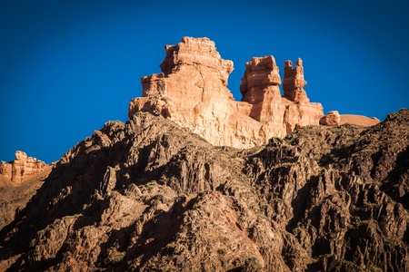 Morning light int he Kazakhstan Sharyn Canyonsの写真素材