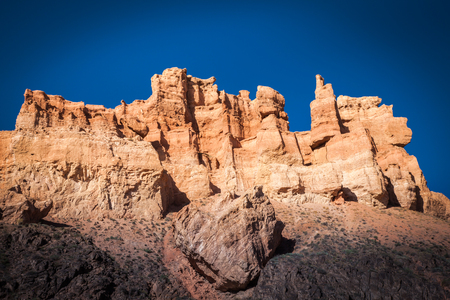 Morning light int he Kazakhstan Sharyn Canyonsの写真素材