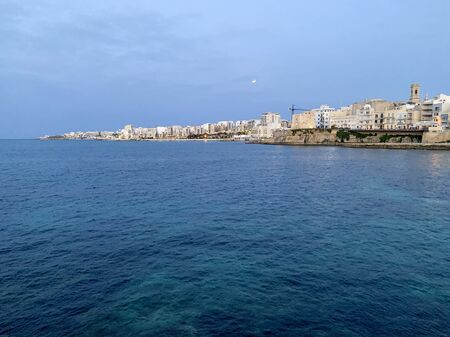 Seascape of St Paul's Bay in Malta with Bugibba viewの写真素材