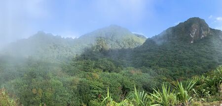 A panorama of Sibayak Volcano in Sumatra Island, Indonesiaの写真素材