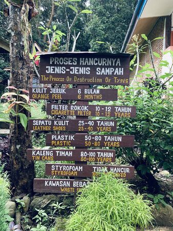 A sign in front of a tree. High quality photoの写真素材
