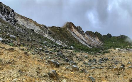 The View of Sibayak Volcano in Sumatra Island, Indonesiaの写真素材