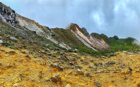 The View of Sibayak Volcano in Sumatra Island, Indonesiaの写真素材